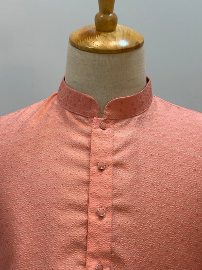 SM0626-02-11 Pink & Gold Silk Blend Kurta Set