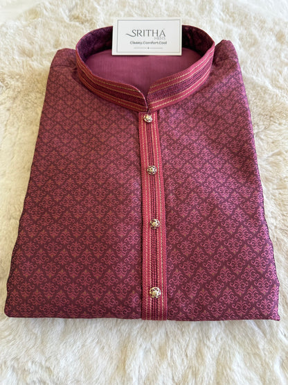 SM0825-02-06 Rose Pink Jacquard With Full Cotton Lining Kurta Set