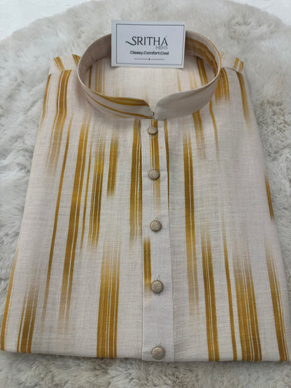 SM0825-01-07 Dual Tone Yellow & Beige Cotton Kurta
