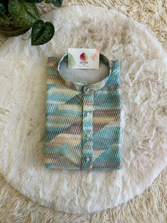 SM0224-01-09 Blue Shade Kurta