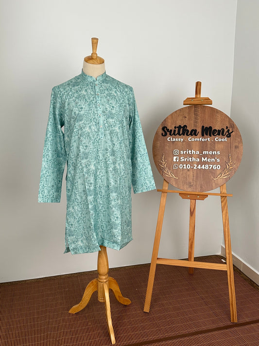 SM0826-01-08 Light Green Elephant Soft Cotton Kurta
