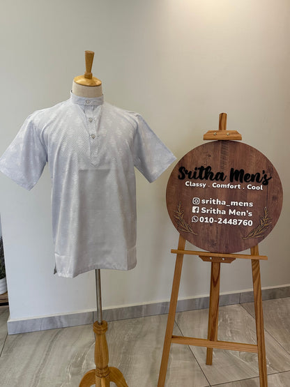 SM0925-18-02 Light Grey Soft Silk Blend Short Kurta