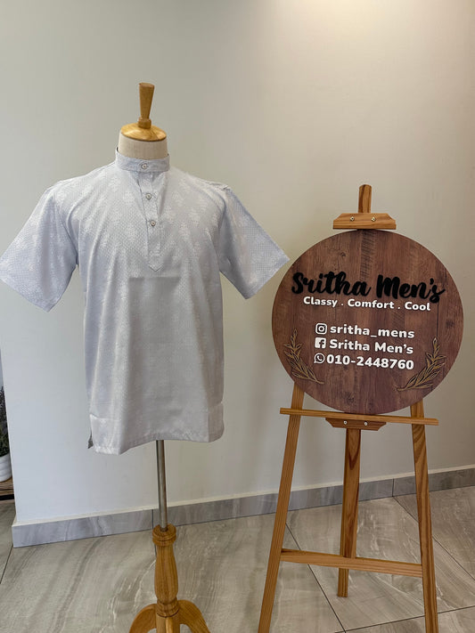 SM0925-18-02 Light Grey Soft Silk Blend Short Kurta