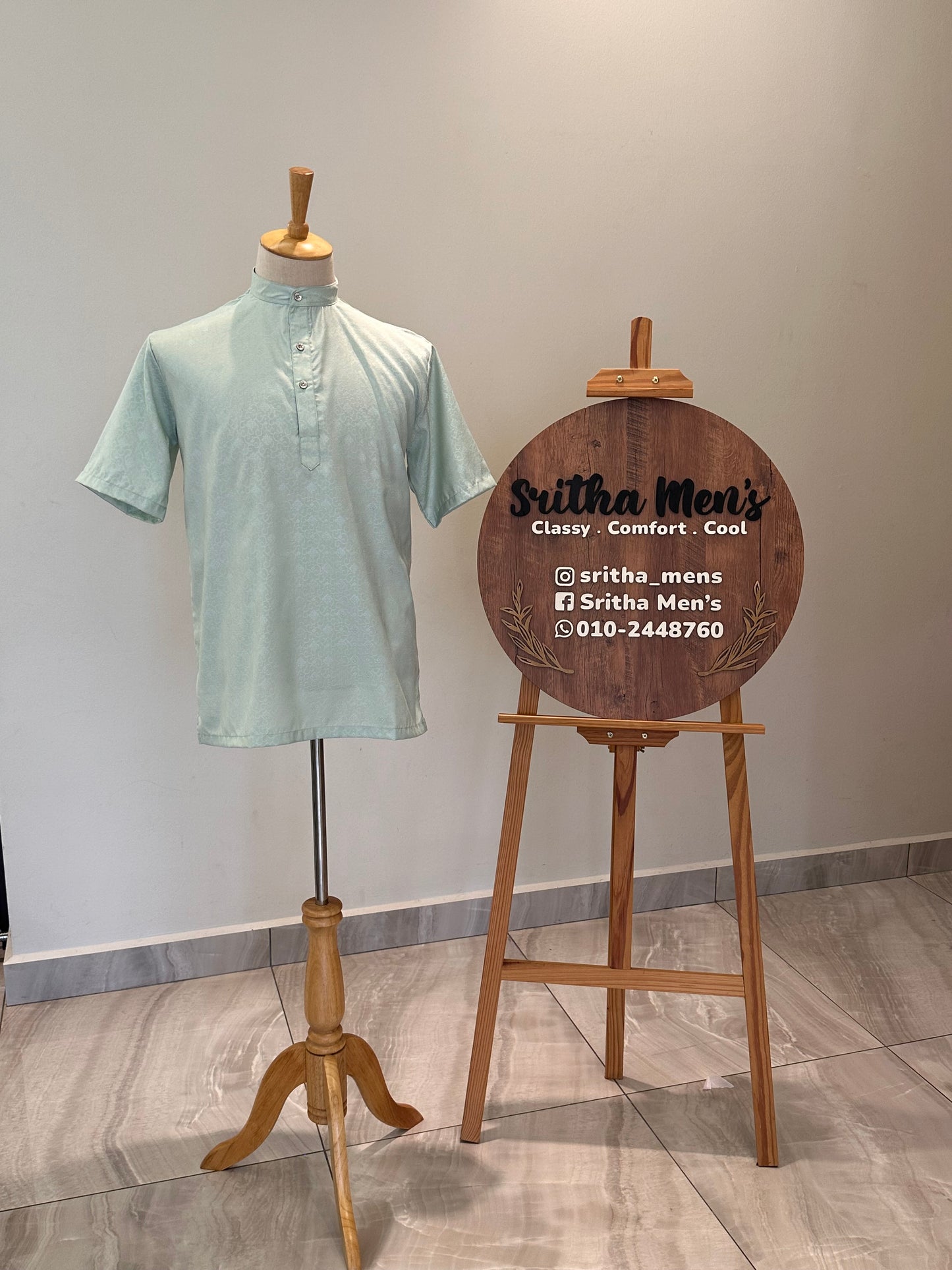 SM1025-18-03 Pastel Green Short Soft Silk Blend Kurta