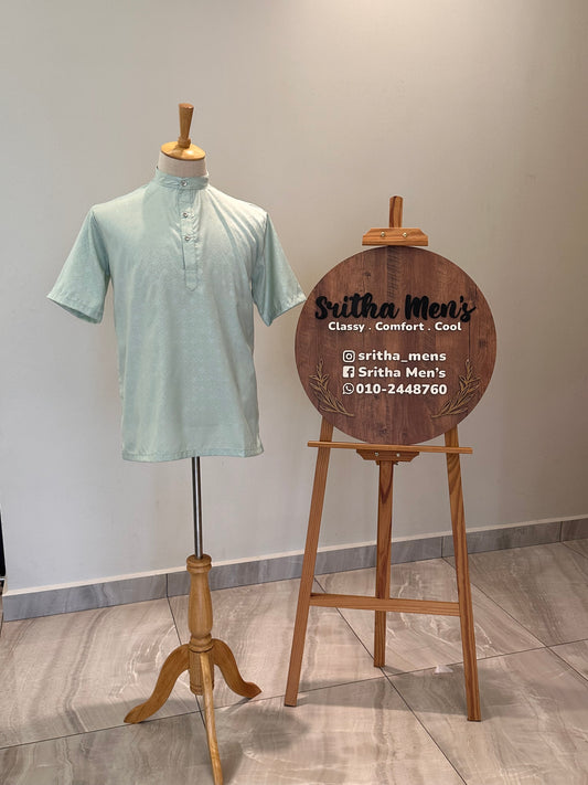 SM1025-18-03 Pastel Green Short Soft Silk Blend Kurta