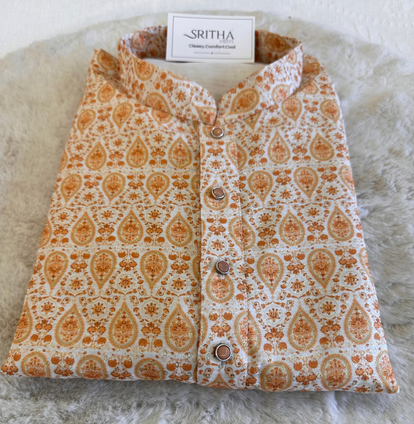 SM0326-02-03 Sunshine Orange Silk Blend with Lining Kurta Set