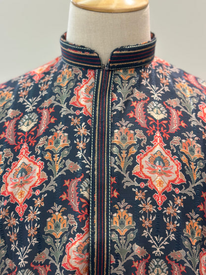 SM0925-01-06 Grey Green Soft Cotton Silk Kurta