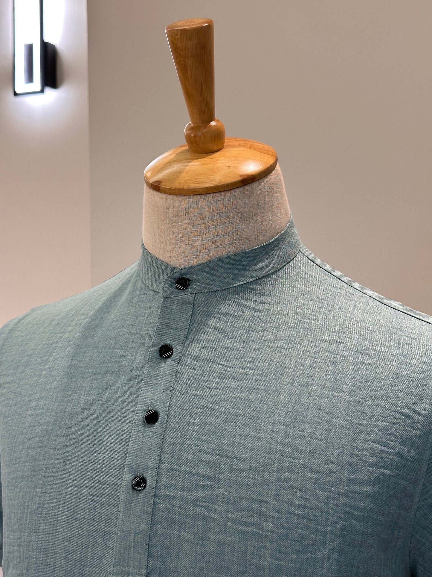 SM0326-01-05 Steel Green Soft Short Kurta