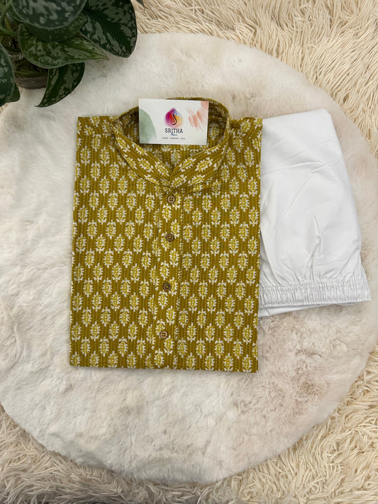 SM1123-06-03 Mustard Soft Cotton Kurta Set