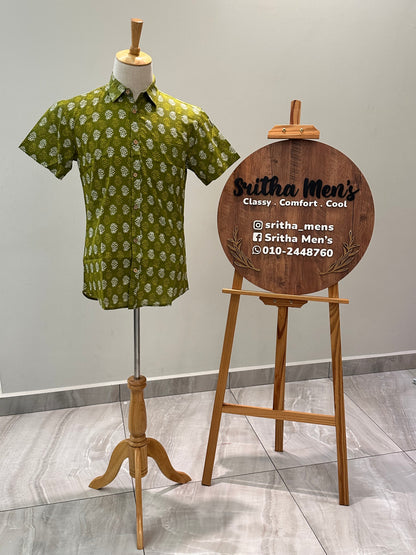 SM1123/25-08-07 Leaf Green Cotton Shirt