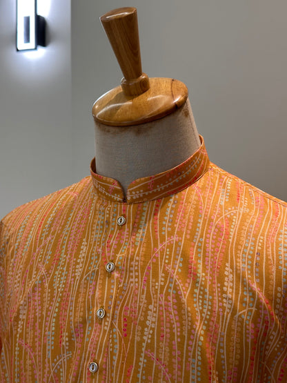 SM1225-01-08 Orange Printed Cotton Kurta