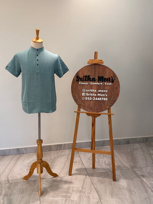 SM0326-01-05 Steel Green Soft Short Kurta