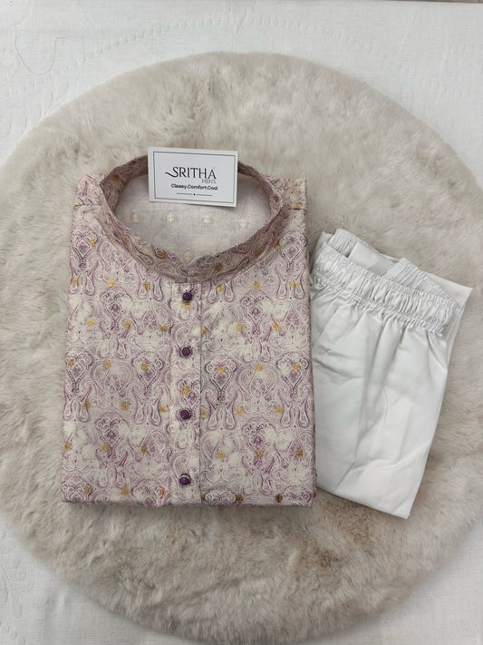SM0625-02-03 Lavender & Gold Silk Blend with Lining Kurta Set