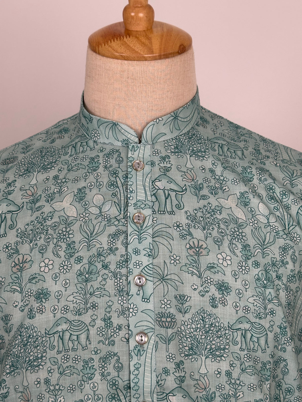 SM0826-01-08 Light Green Elephant Soft Cotton Kurta