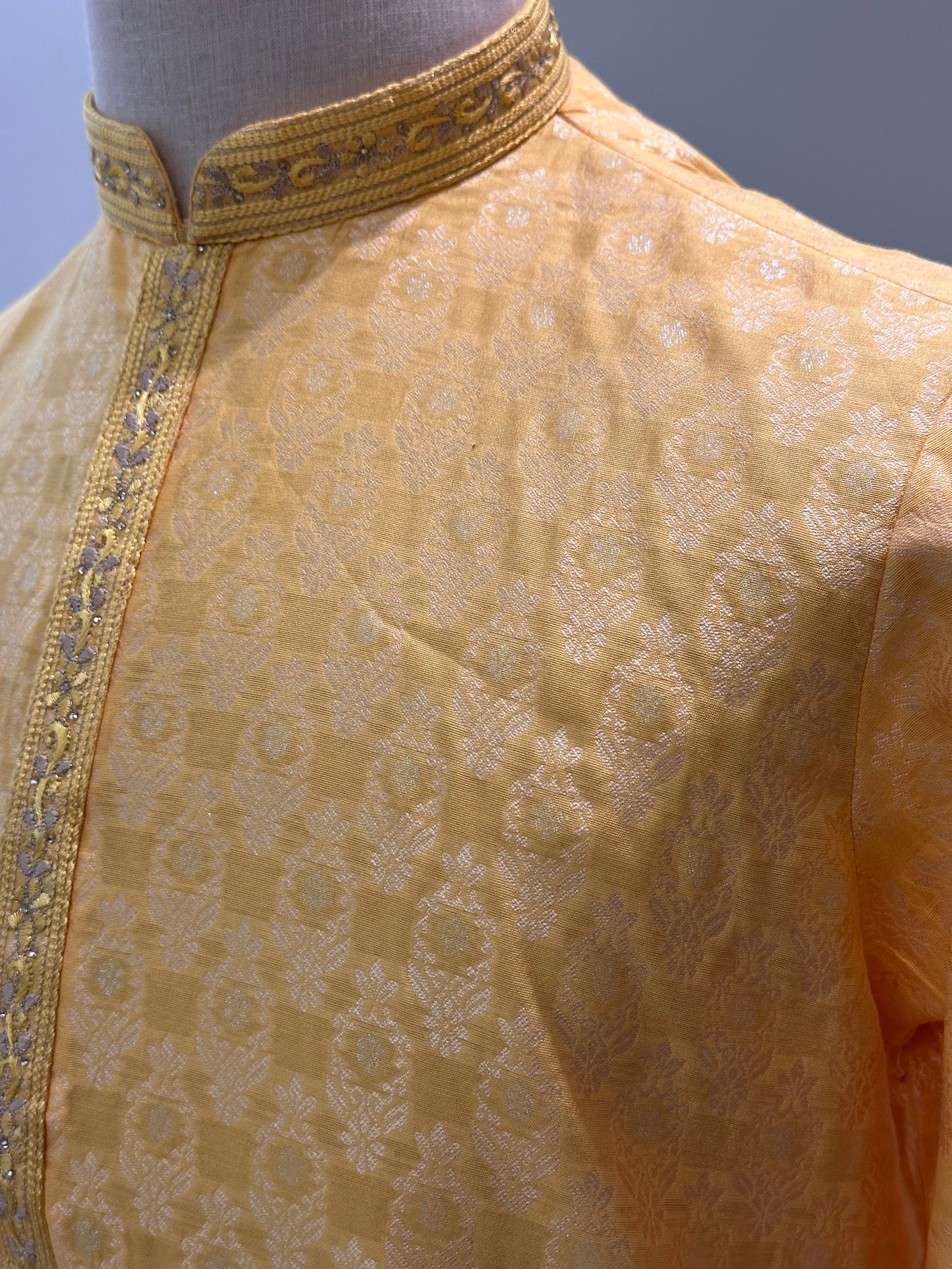 SM0126-02-02 Yellow Jacquard with Cotton Lining Set