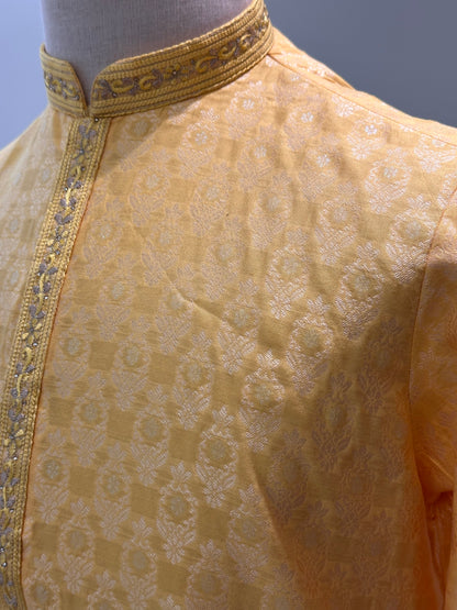 SM0126-02-02 Yellow Jacquard with Cotton Lining Set