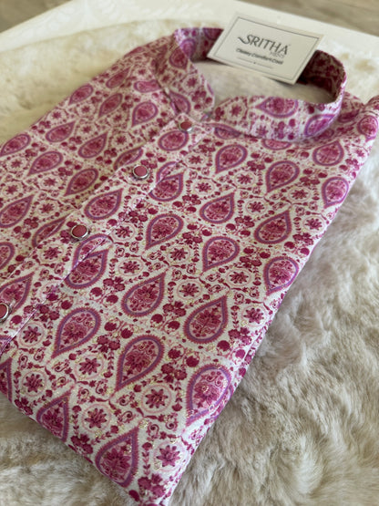 SM0625-02-04 Magenta Pink Silk Blend with Lining Kurta Set