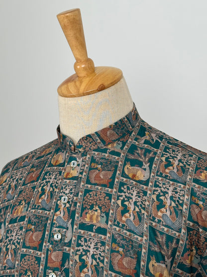 SM0826-01-11 Green Animal Print Soft Cotton Kurta