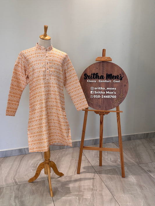 SM0326-02-03 Sunshine Orange Silk Blend with Lining Kurta Set