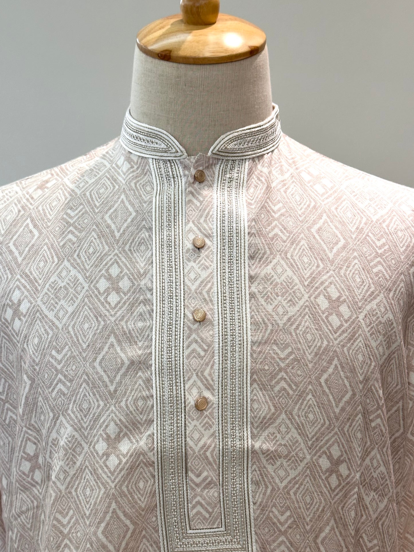 SM0326-06-06 Off White & Light Brown Soft Cotton Blend Kurta Set
