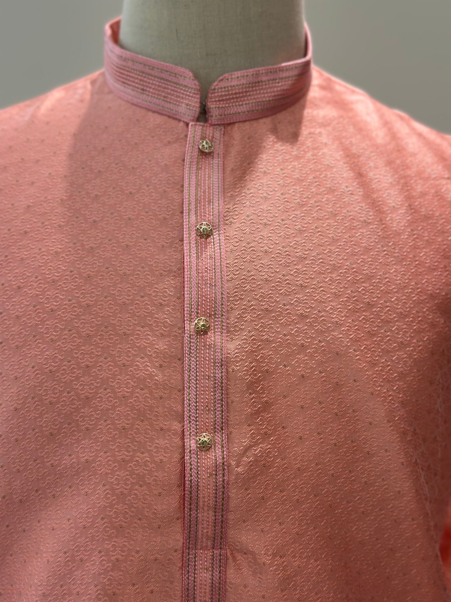 SM0825-02-05 Pink Jacquard With Full Cotton Lining Kurta Set