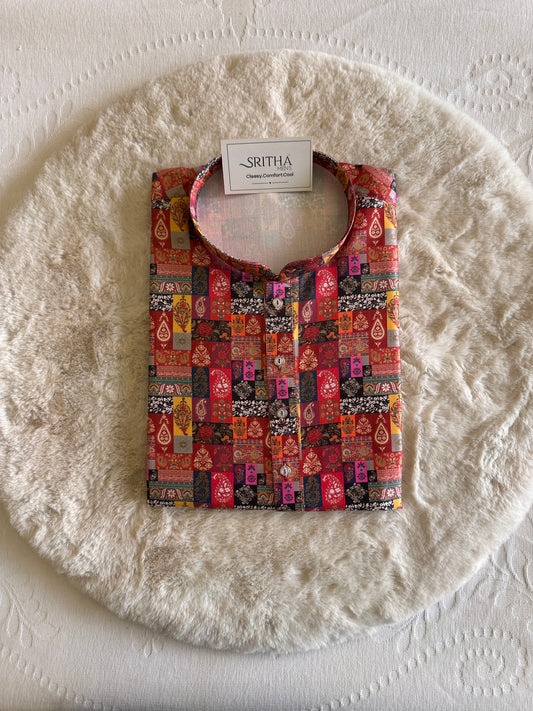 SM1225-01-02 Multi Colour Soft Khadi Silk Kurta