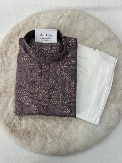 SM0526-02-05 Onion Shade Silk Blend Kurta with Cotton Lining Kurta Set
