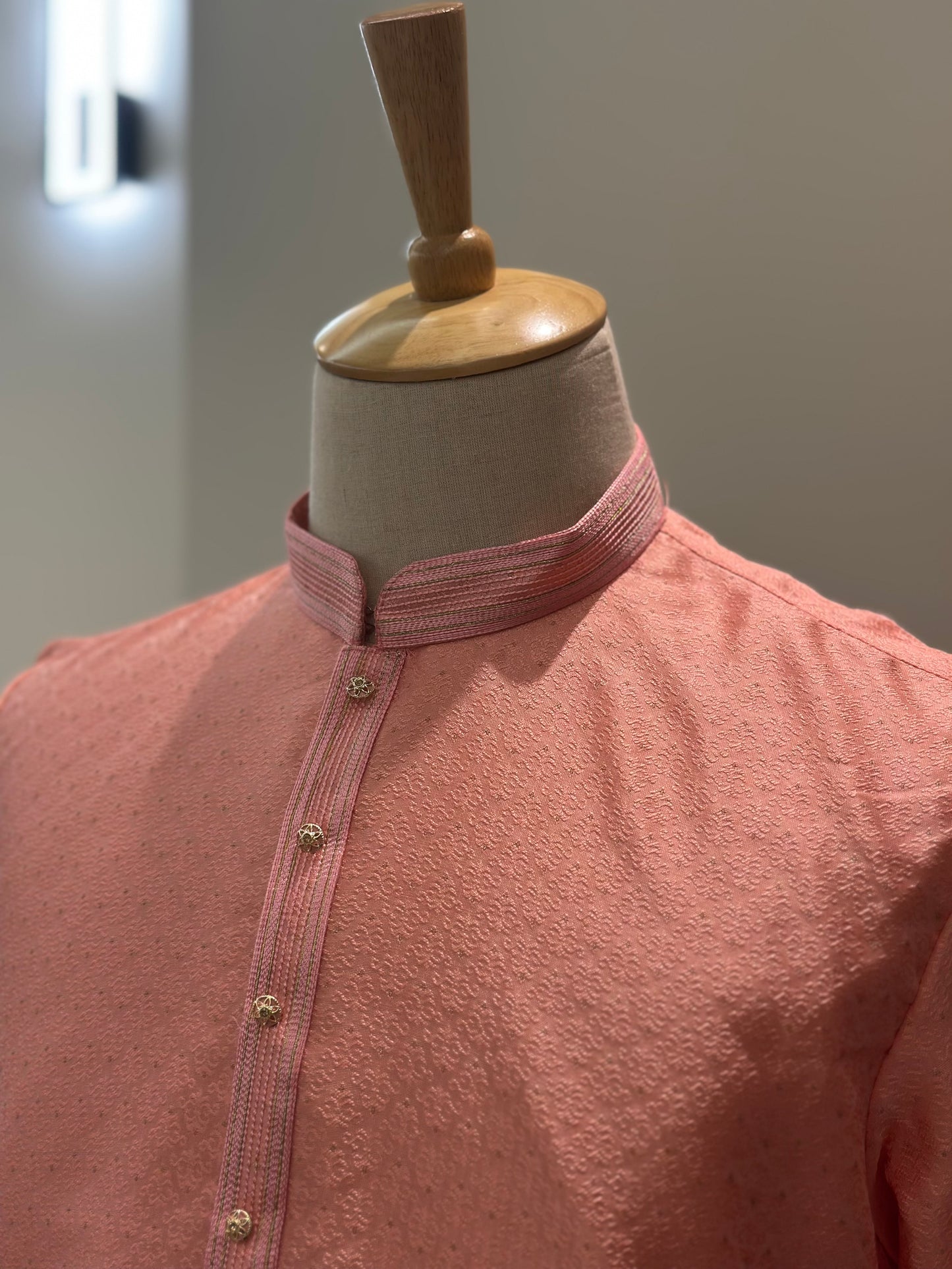 SM0825-02-05 Pink Jacquard With Full Cotton Lining Kurta Set