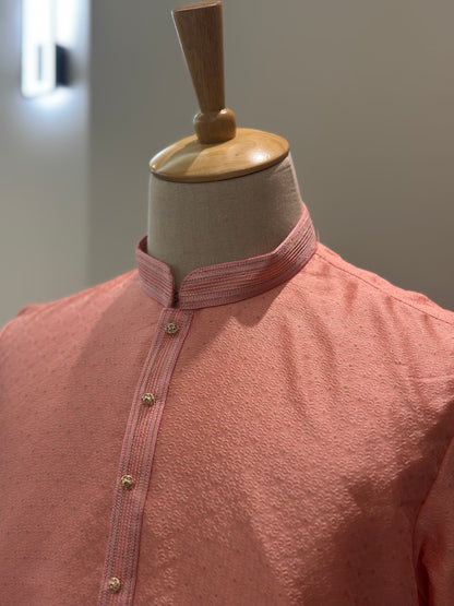 SM0825-02-05 Pink Jacquard With Full Cotton Lining Kurta Set