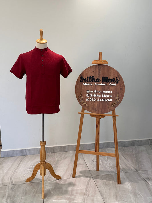 SM0326-01-09 Red Soft Short Kurta