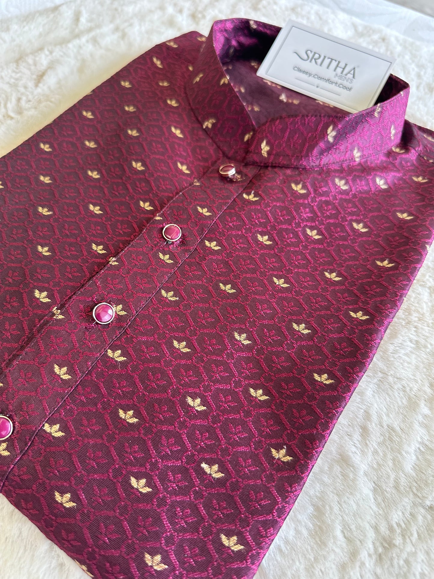 SM0925-02-02 Violet Gold Silk Blend Kurta Set