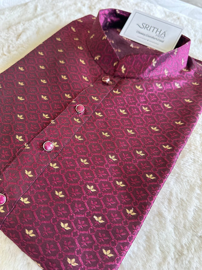 SM0925-02-02 Violet Gold Silk Blend Kurta Set