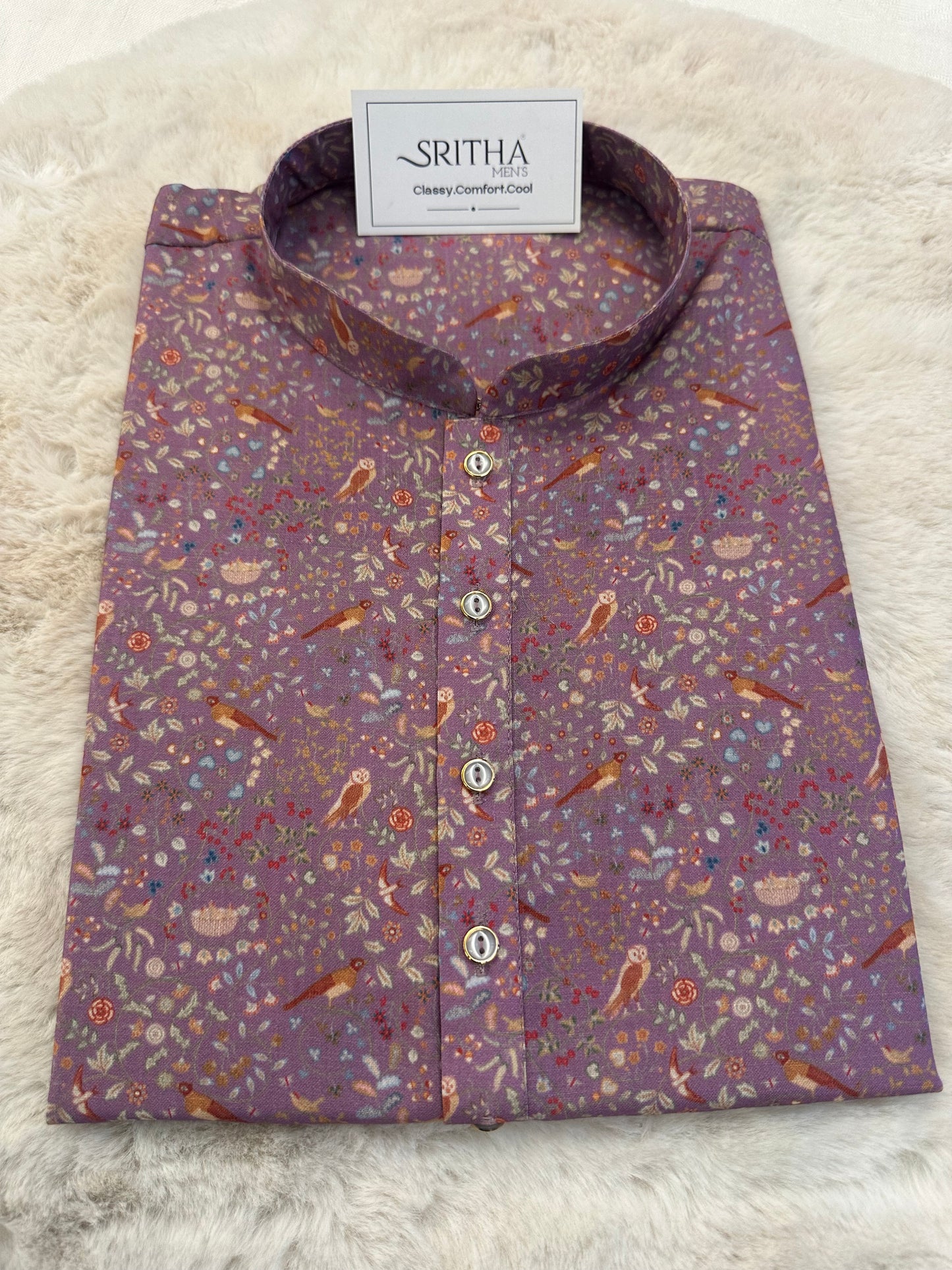 SM1225-01-07 Light Purple Printed Cotton Kurta