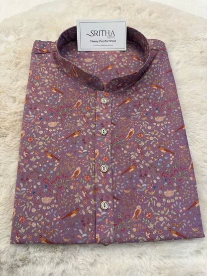 SM1225-01-07 Light Purple Printed Cotton Kurta
