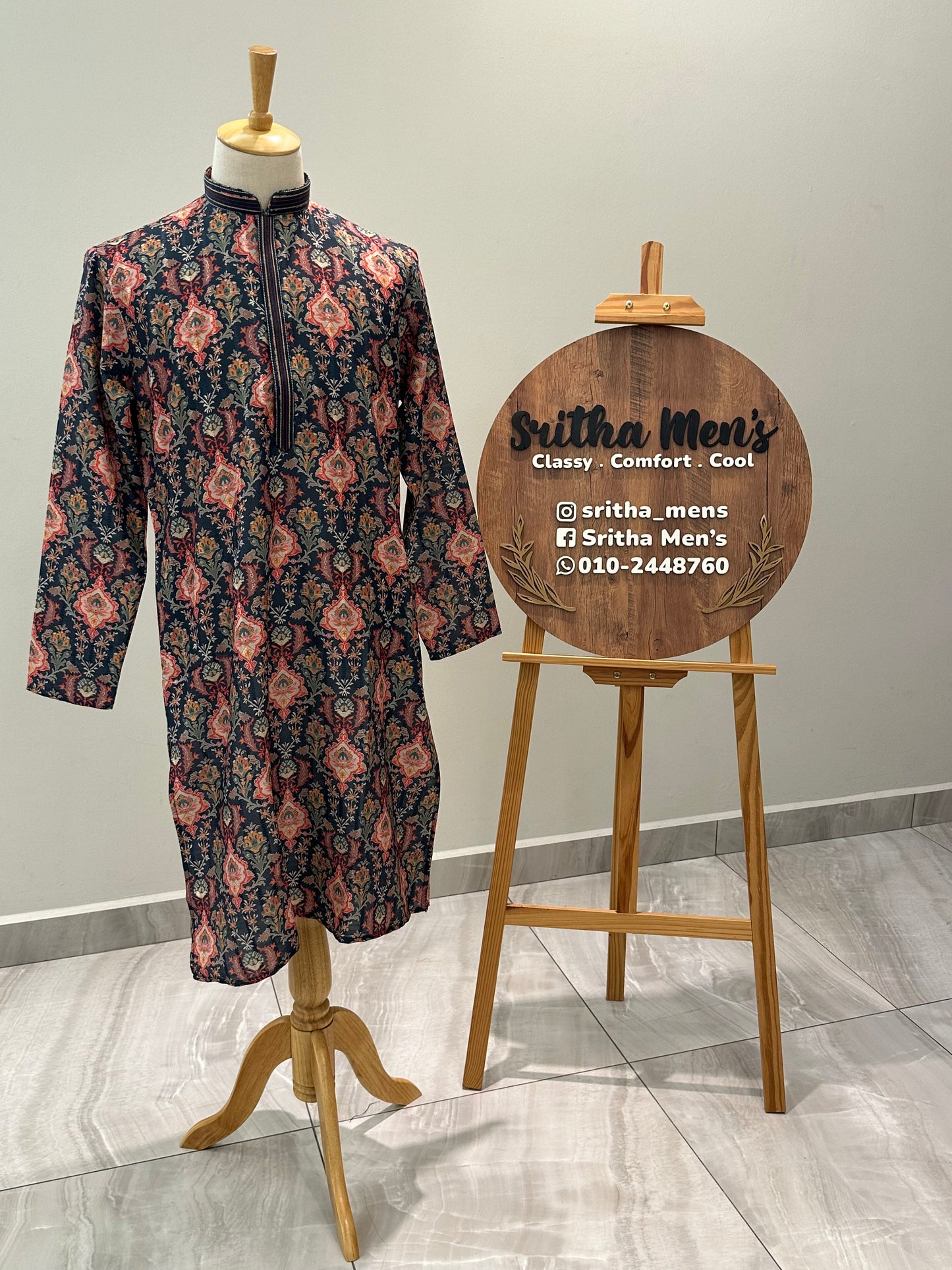 SM0925-01-06 Grey Green Soft Cotton Silk Kurta