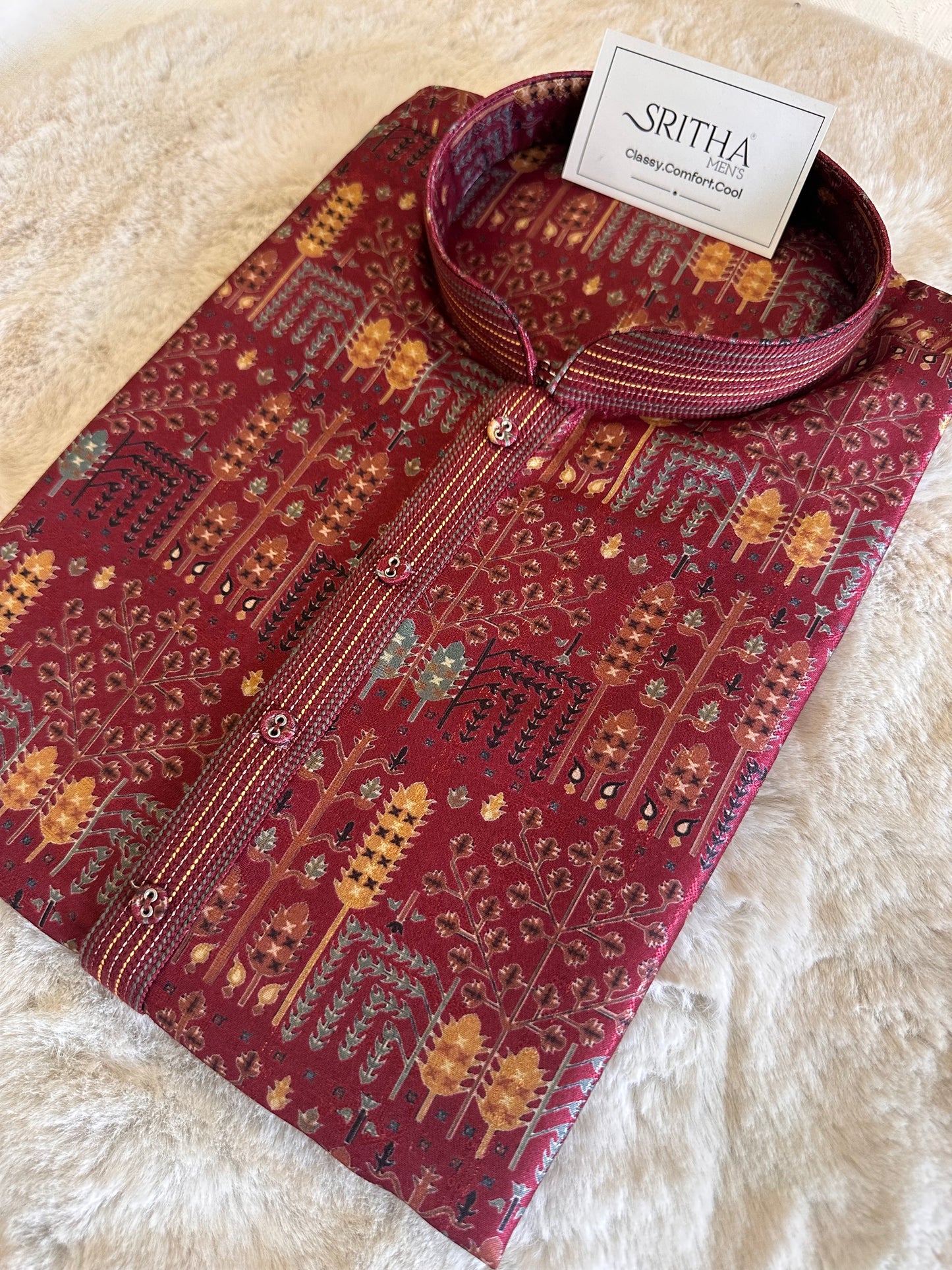 SM1225-01-14 Maroon Soft Cotton Silk Kurta