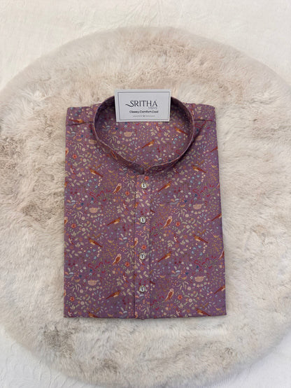 SM1225-01-07 Light Purple Printed Cotton Kurta