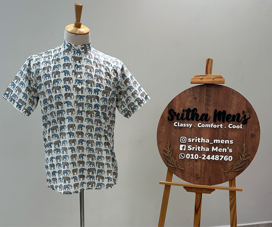 SM0525-16-02 Elephant Short Cotton Kurta