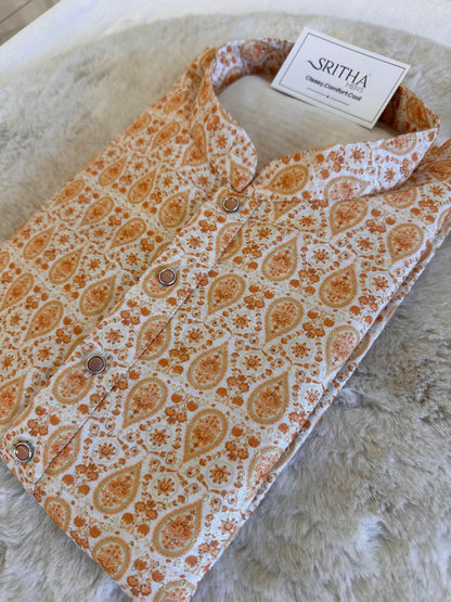 SM0326-02-03 Sunshine Orange Silk Blend with Lining Kurta Set