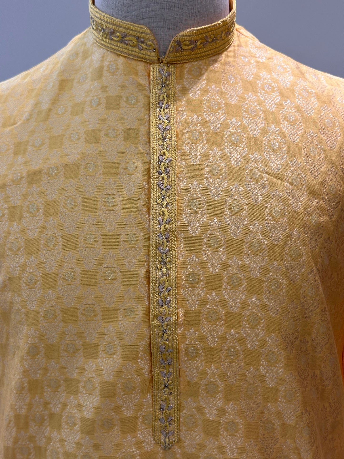 SM0126-02-02 Yellow Jacquard with Cotton Lining Set