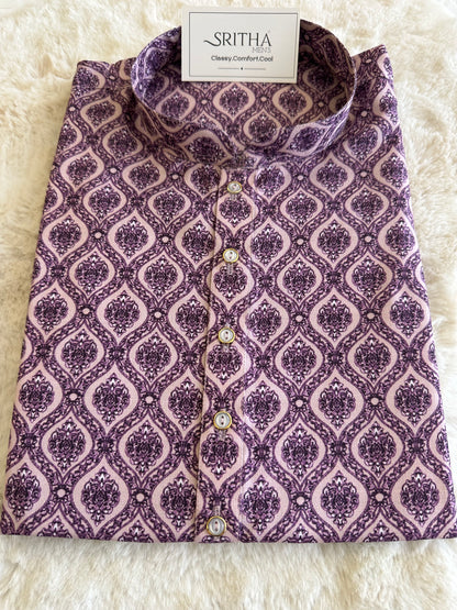 SM0625-01-11 Lavender Khadi Silk Kurta