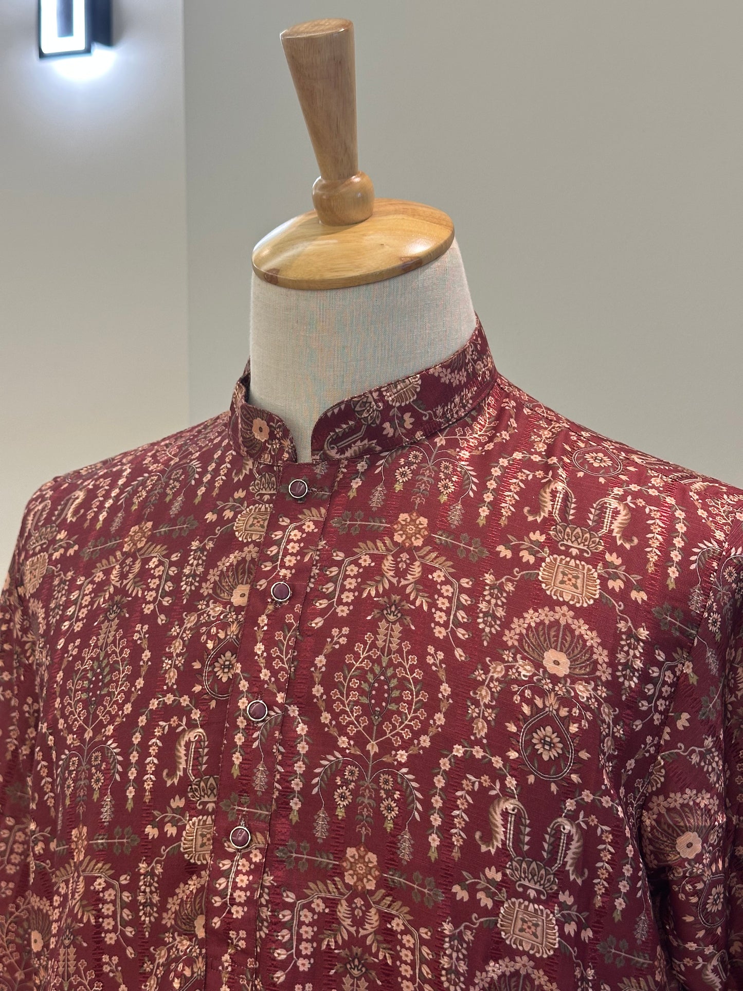 SM1125-02-04 Maroon Red Soft Silk Blend Kurta Set