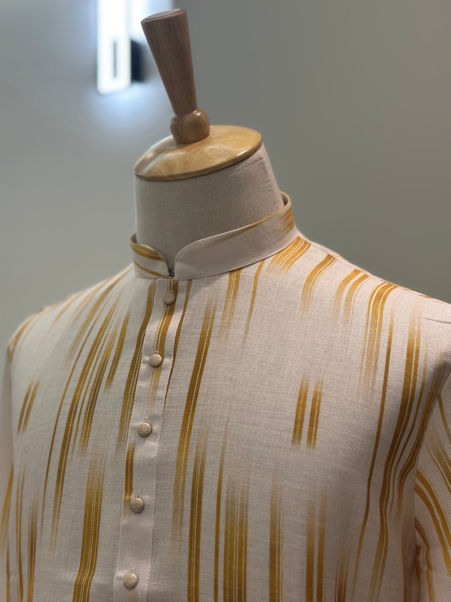 SM0825-01-07 Dual Tone Yellow & Beige Cotton Kurta