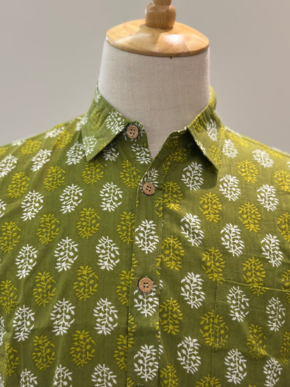 SM1123/25-08-07 Leaf Green Cotton Shirt