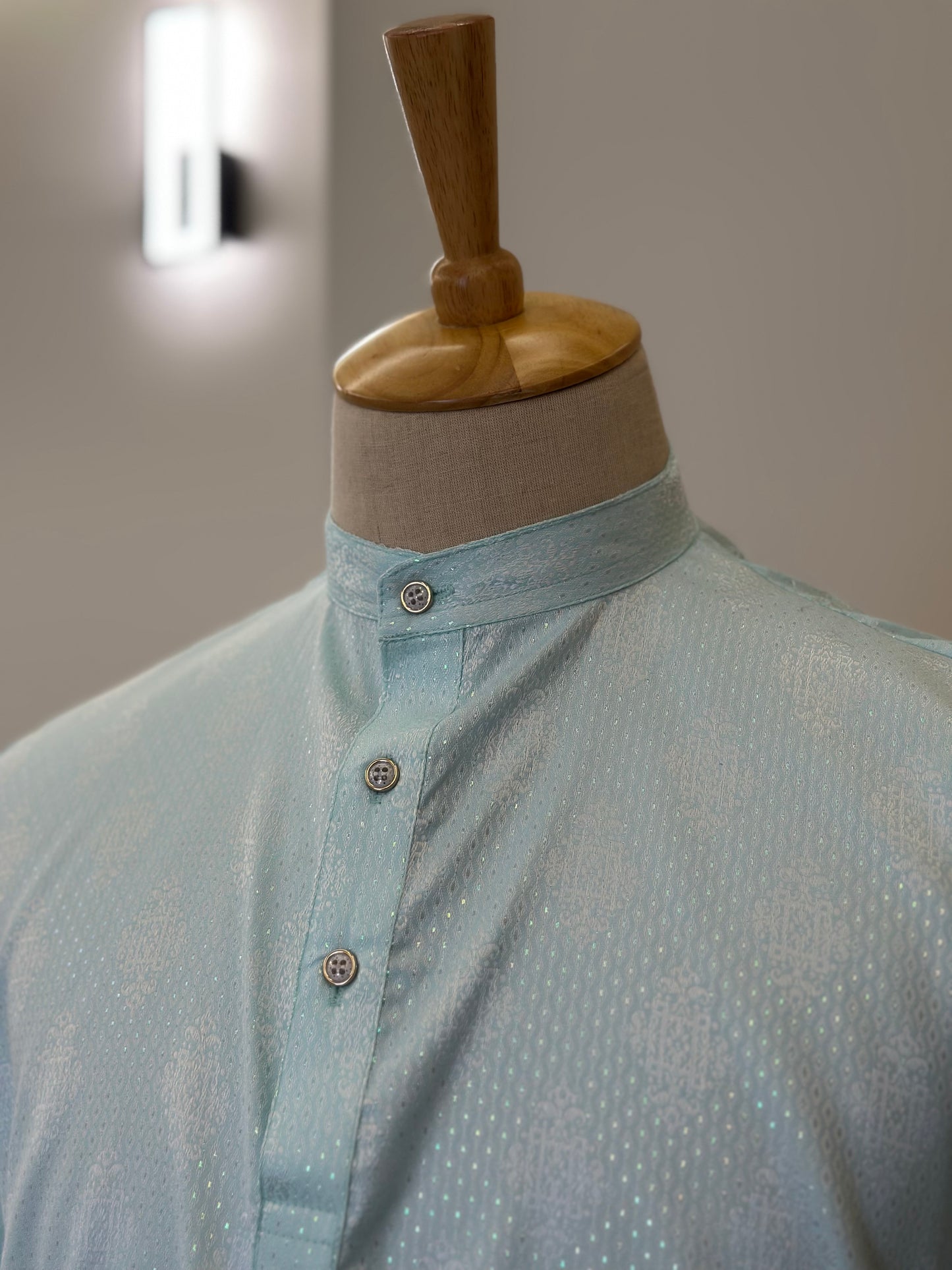 SM0925-18-01 Light Green Soft Silk Blend Short Kurta