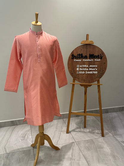 SM0825-02-05 Pink Jacquard With Full Cotton Lining Kurta Set