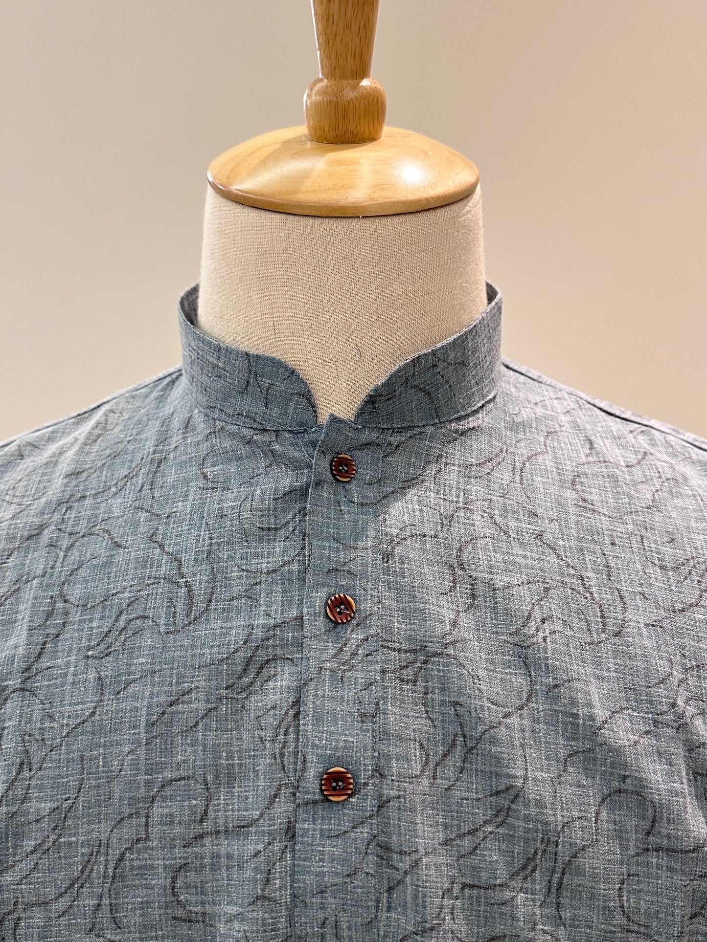 SM0925-18-15 Denim Blue Solid Cotton Short Kurta