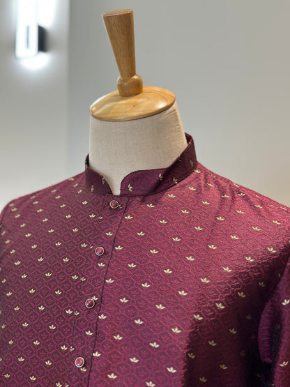 SM0925-02-02 Violet Gold Silk Blend Kurta Set