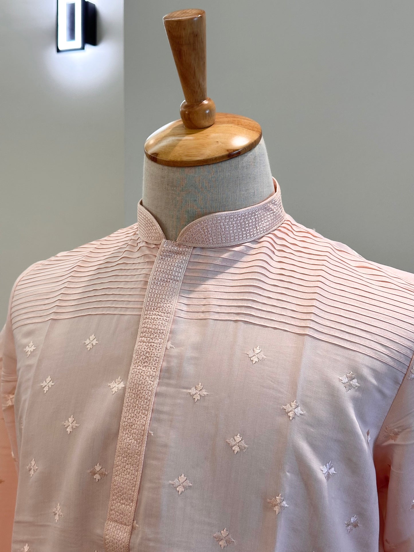 SM0326-06-02 Light Pink with Embroidery Floral Soft Cotton Blend Kurta Set