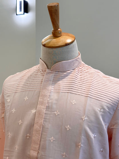SM0326-06-02 Light Pink with Embroidery Floral Soft Cotton Blend Kurta Set